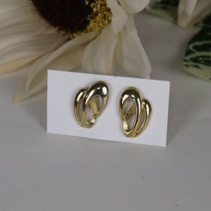 Retro-Vintage Gold Tone "Double-Banded" Stud Earrings